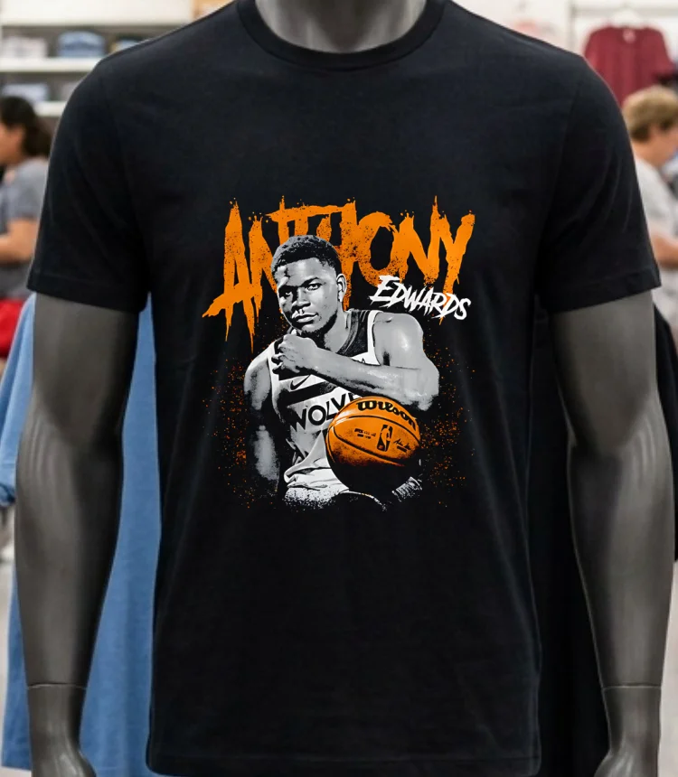 Nba Anthony Edwards Basketball Retro Shirt - balck-shirt Nba Anthony Edwards Basketball Retro Shirt Balck Shirt 2