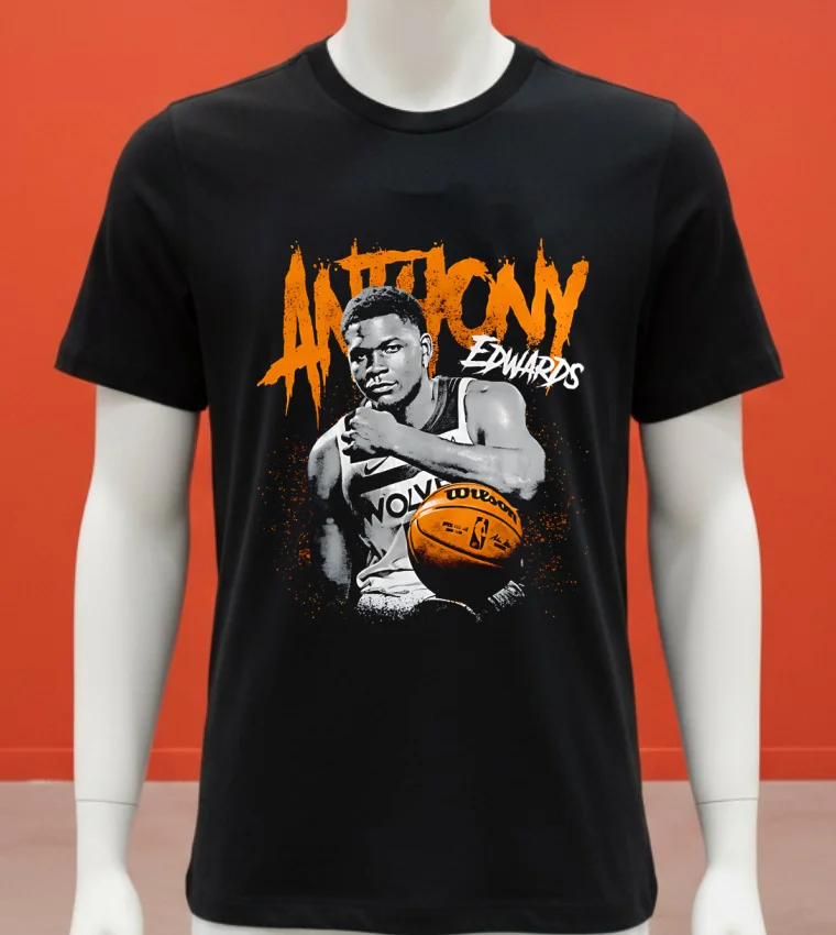 Nba Anthony Edwards Basketball Retro Shirt - balck-shirt Nba Anthony Edwards Basketball Retro Shirt Balck Shirt