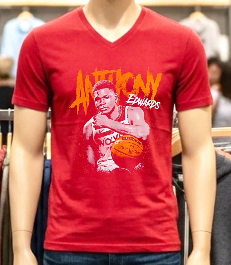 Nba Anthony Edwards Basketball Retro Shirt - red-shirt Nba Anthony Edwards Basketball Retro Shirt Red Shirt