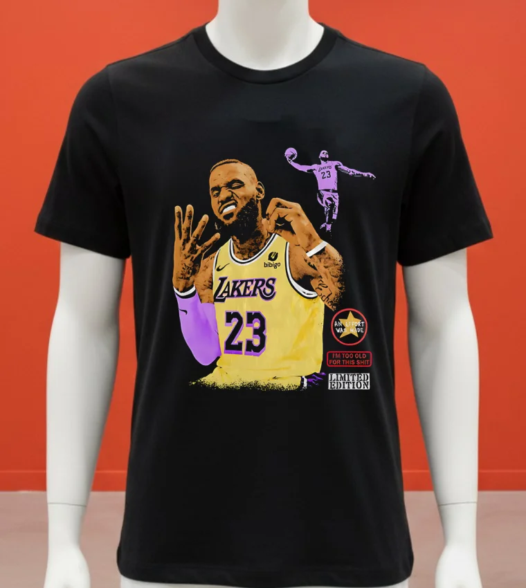 Nba Lebron James Hold Up 4 Fingers Shirt - balck-shirt Nba Lebron James Hold Up 4 Fingers Shirt Balck Shirt