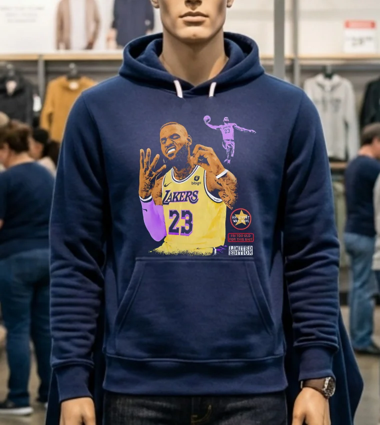 Nba Lebron James Hold Up 4 Fingers Shirt - navy-shirt Nba Lebron James Hold Up 4 Fingers Shirt Navy Shirt