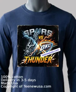 Nba Playoffs 2026 Spurs Vsthunder Sport T Shirt Navy Shirt