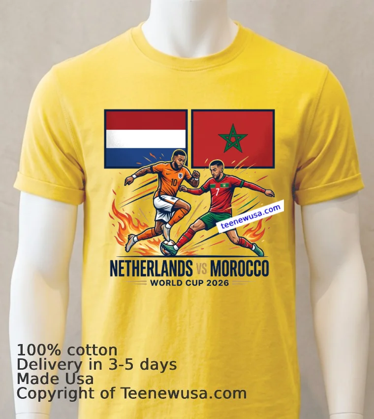 Netherlands Vs Morocco World Cup 2026 T Shirt Yellow T Shirt