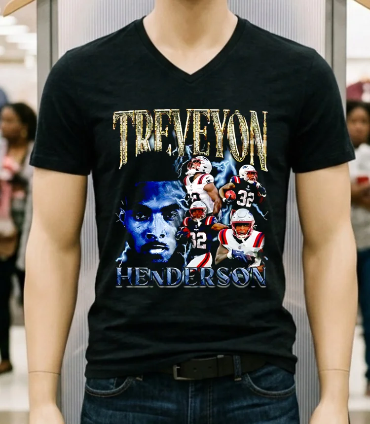 New England Patriots Treveyon Henderson Graphic Shirt Balck Shirt 1