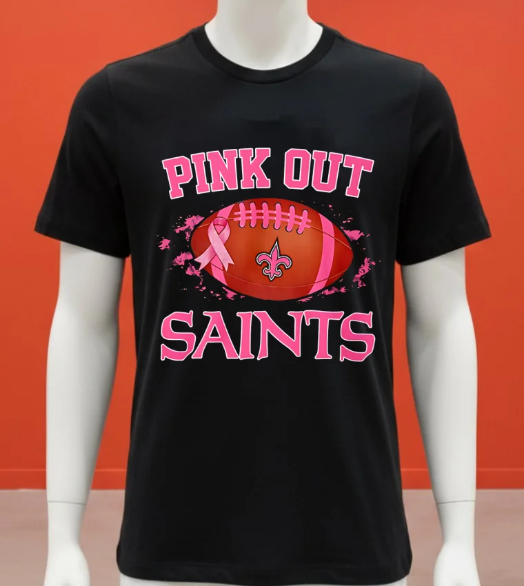 New Orleans Saints Pink Out Ball Shirt - balck-shirt New Orleans Saints Pink Out Ball Shirt Balck Shirt