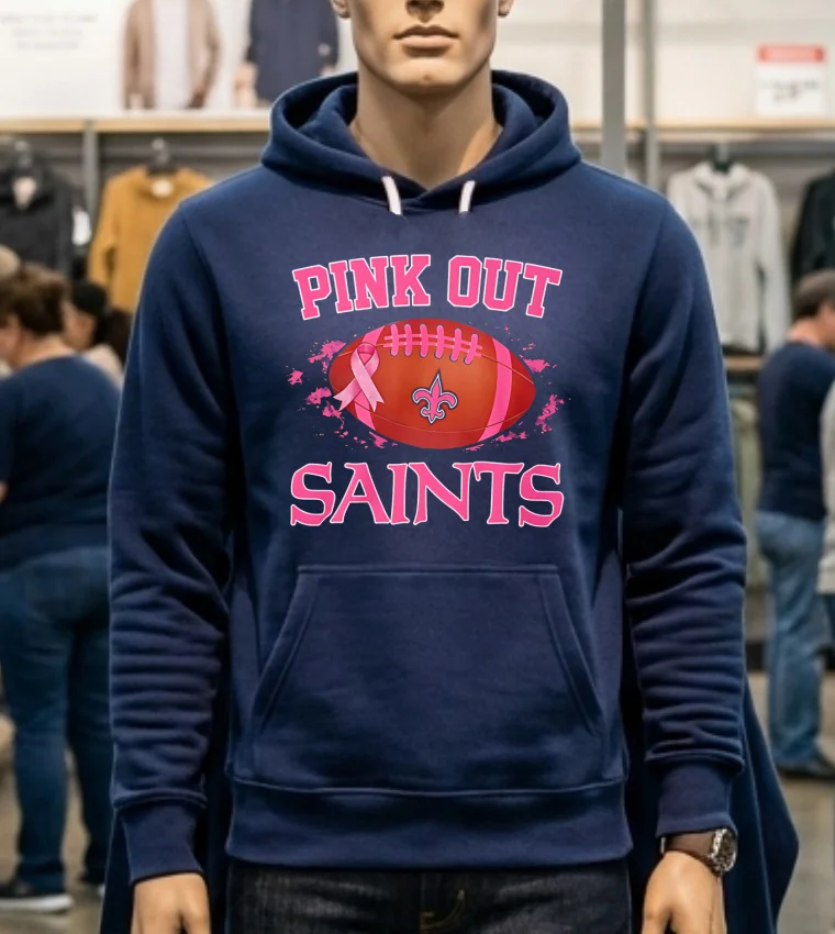 New Orleans Saints Pink Out Ball Shirt - navy-shirt New Orleans Saints Pink Out Ball Shirt Navy Shirt
