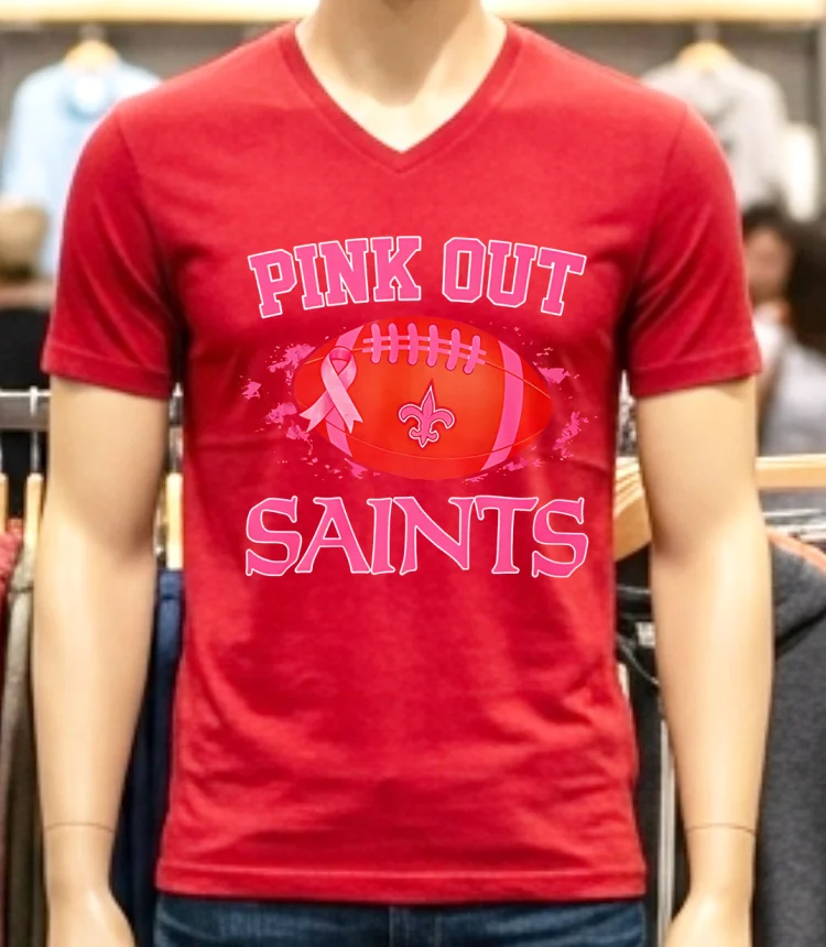 New Orleans Saints Pink Out Ball Shirt - red-shirt New Orleans Saints Pink Out Ball Shirt Red Shirt