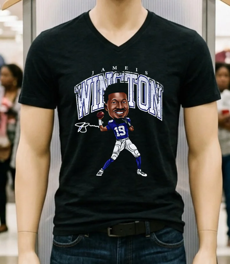New York Giants Jameis Winston Cartoon Signature Shirt Balck Shirt 1