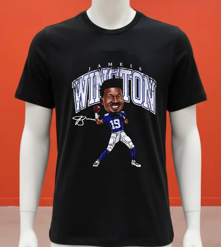 New York Giants Jameis Winston Cartoon Signature Shirt - balck-shirt New York Giants Jameis Winston Cartoon Signature Shirt Balck Shirt