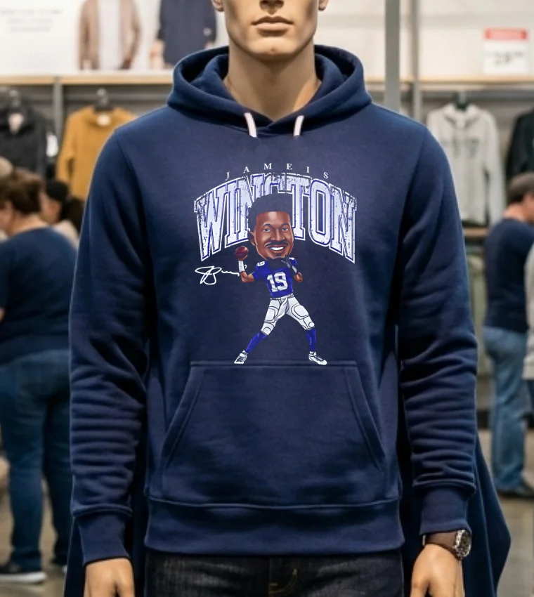 New York Giants Jameis Winston Cartoon Signature Shirt - navy-shirt New York Giants Jameis Winston Cartoon Signature Shirt Navy Shirt