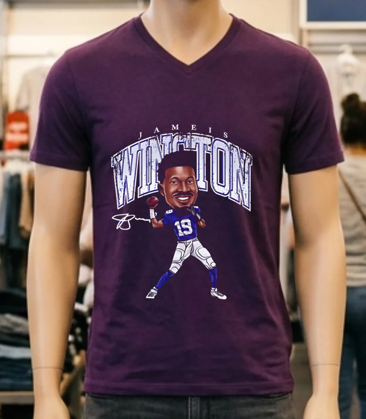 New York Giants Jameis Winston Cartoon Signature Shirt - purple-shirt New York Giants Jameis Winston Cartoon Signature Shirt Purple Shirt