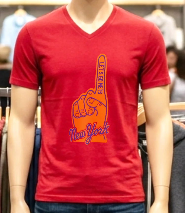 New York Mets Hand Lets Go Mets Shirt Red Shirt