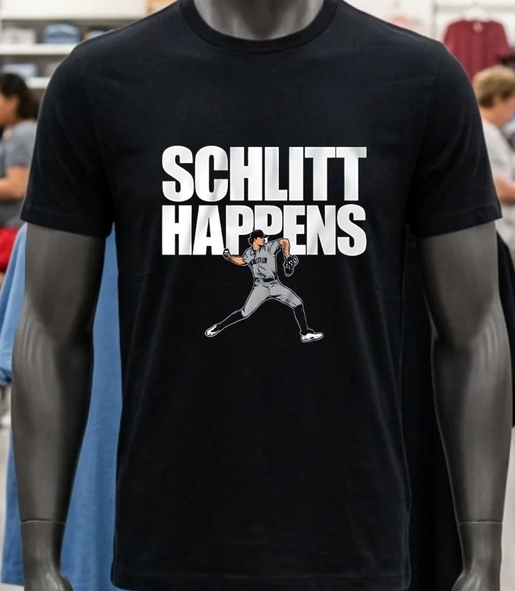 New York Yankees Cam Schlittler Schlitt Happens Player 2025 Shirt Balck Shirt 2
