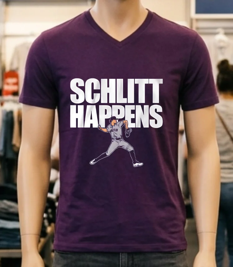 New York Yankees Cam Schlittler Schlitt Happens Player 2025 Shirt Purple Shirt