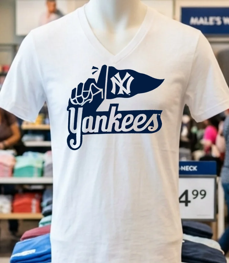 New York Yankees Logo Hand Holding Flag Iconic Baseball Shirt - white-t-shirt New York Yankees Logo Hand Holding Flag Iconic Baseball Shirt White T Shirt 1
