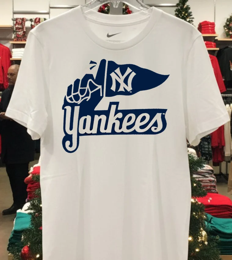 New York Yankees Logo Hand Holding Flag Iconic Baseball Shirt - white-t-shirt New York Yankees Logo Hand Holding Flag Iconic Baseball Shirt White T Shirt