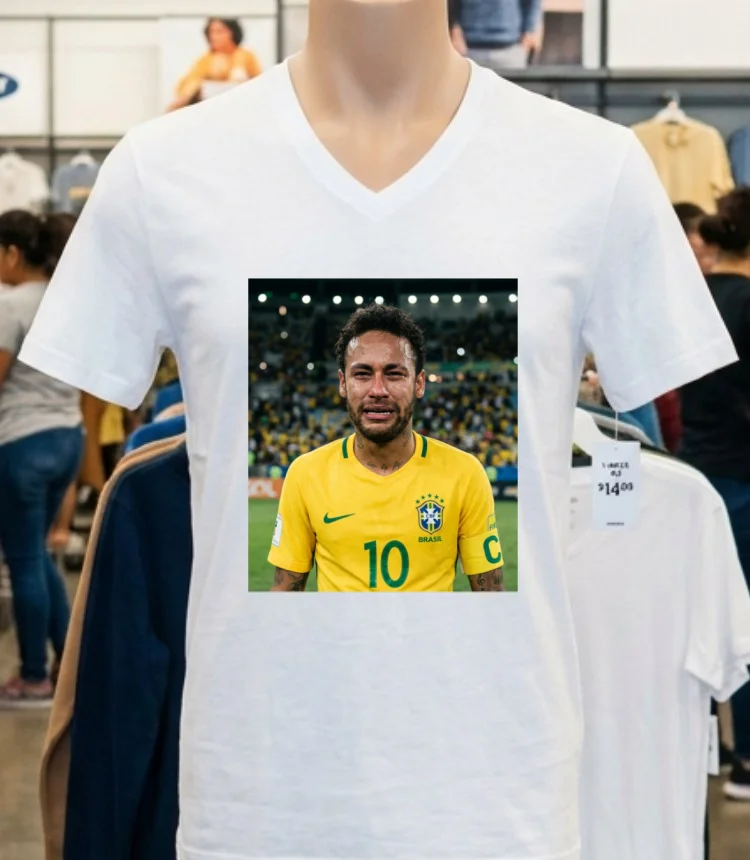 Neymar Jr Crying Meme T Shirt - white-t-shirt Neymar Jr Crying Meme T Shirt White T Shirt 1