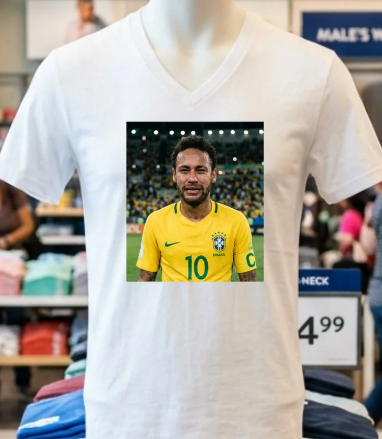 Neymar Jr Crying Meme T Shirt - white-t-shirt Neymar Jr Crying Meme T Shirt White T Shirt