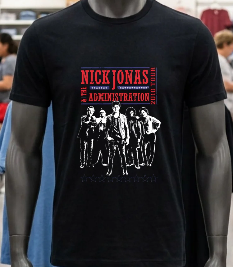 Nick Jonas & The Administration 2010 Tour Shirt - balck-shirt Nick Jonas The Administration 2010 Tour Shirt Balck Shirt