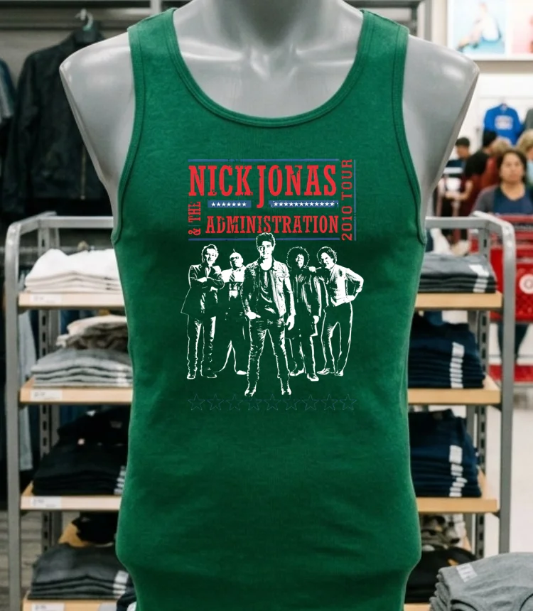 Nick Jonas The Administration 2010 Tour Shirt Green Shirt
