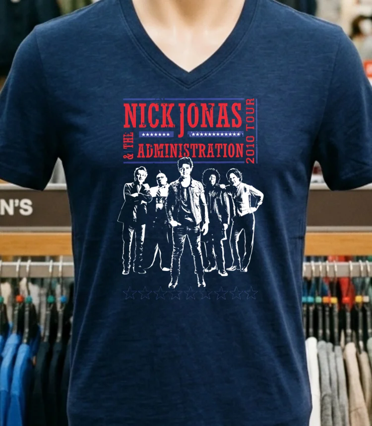 Nick Jonas & The Administration 2010 Tour Shirt - navy-shirt Nick Jonas The Administration 2010 Tour Shirt Navy Shirt 1