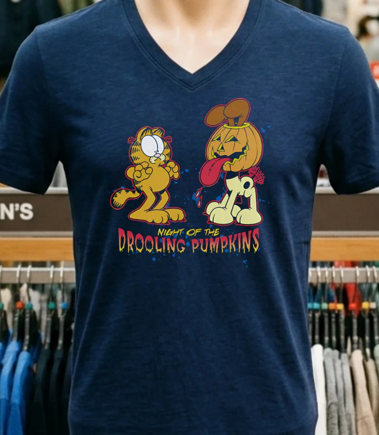 Night Of The Drooling Pumpkins Shirt - navy-shirt Night Of The Drooling Pumpkins Shirt Navy Shirt 1