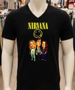 Nirvana Kurt Cobain Black Cartoon Shirt