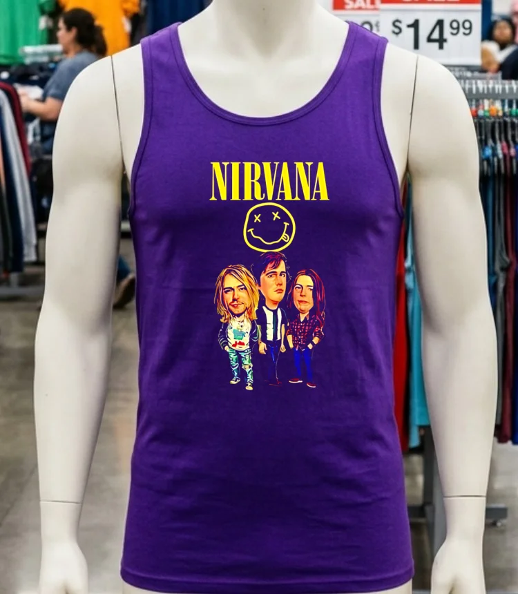 Nirvana Kurt Cobain Black Cartoon Shirt Purple Shirt