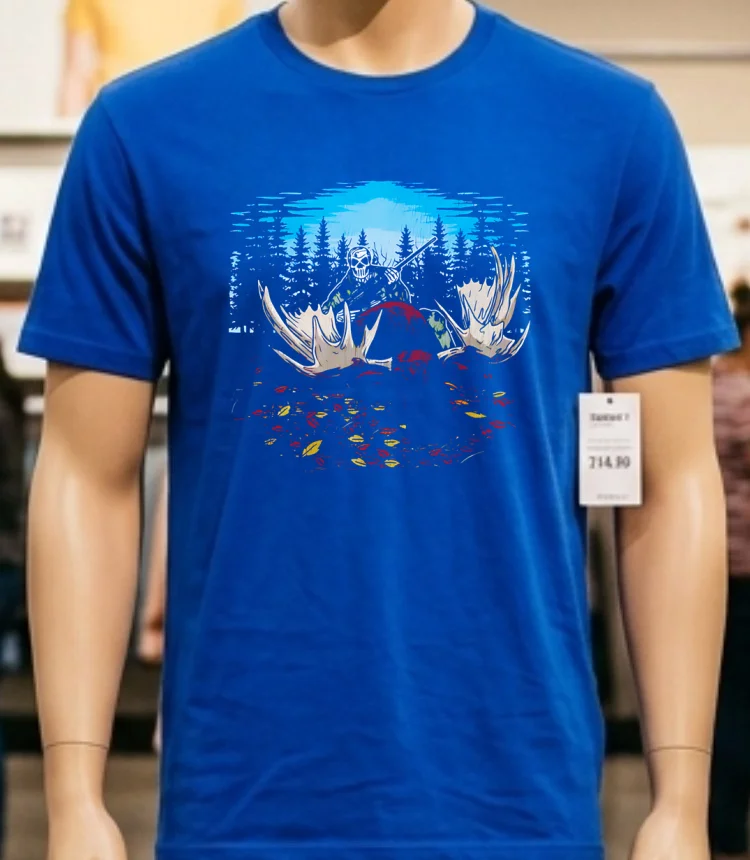 No Bull Hunter Skeleton Shirt Blue Shirt