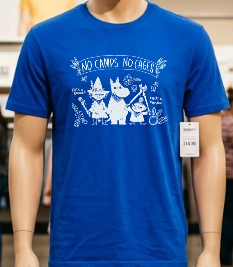 No Camps No Cages Fuck A Border Fuck A Prison Shirt - blue-shirt No Camps No Cages Fuck A Border Fuck A Prison Shirt Blue Shirt
