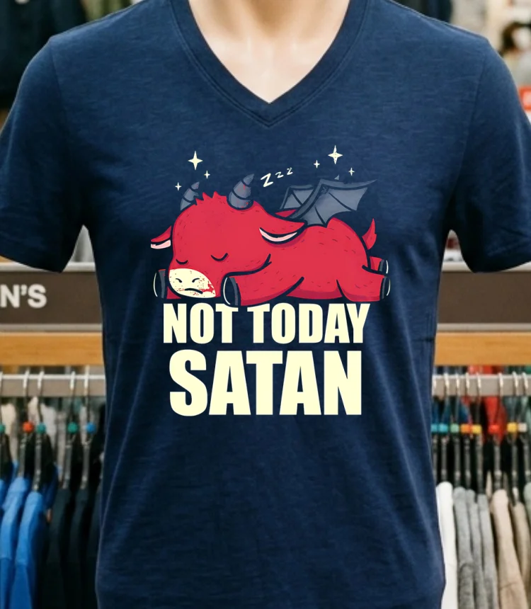 Not Today Satan Cute Horned Cow Shirt - navy-shirt Not Today Satan Cute Horned Cow Shirt Navy Shirt 1
