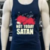 Not Today Satan Cute Horned Cow Shirt Navy Shirt