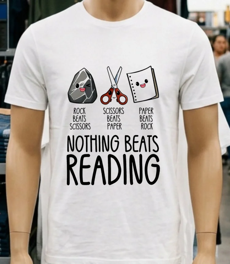 Nothing Beats Reading Book Shirt - white-t-shirt Nothing Beats Reading Book Shirt White T Shirt 3