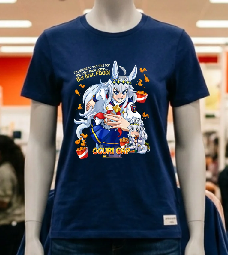 Oguri Cap I M Going To Win This For The Folks Back Home But First Food Shirt - navy-shirt Oguri Cap Im Going To Win This For The Folks Back Home But First Food Shirt Navy Shirt