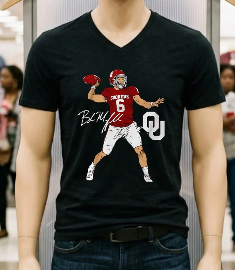 Oklahoma Football Baker Mayfield Superstar Pose Signature Style Shirt Balck Shirt 1