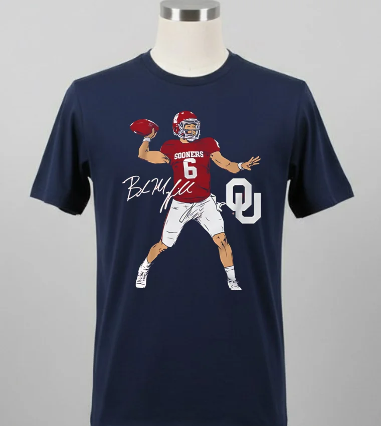 Oklahoma Football Baker Mayfield Superstar Pose Signature Style Shirt - balck-shirt Oklahoma Football Baker Mayfield Superstar Pose Signature Style Shirt Balck Shirt