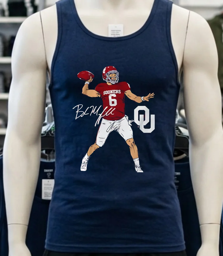 Oklahoma Football Baker Mayfield Superstar Pose Signature Style Shirt - navy-shirt Oklahoma Football Baker Mayfield Superstar Pose Signature Style Shirt Navy Shirt 1