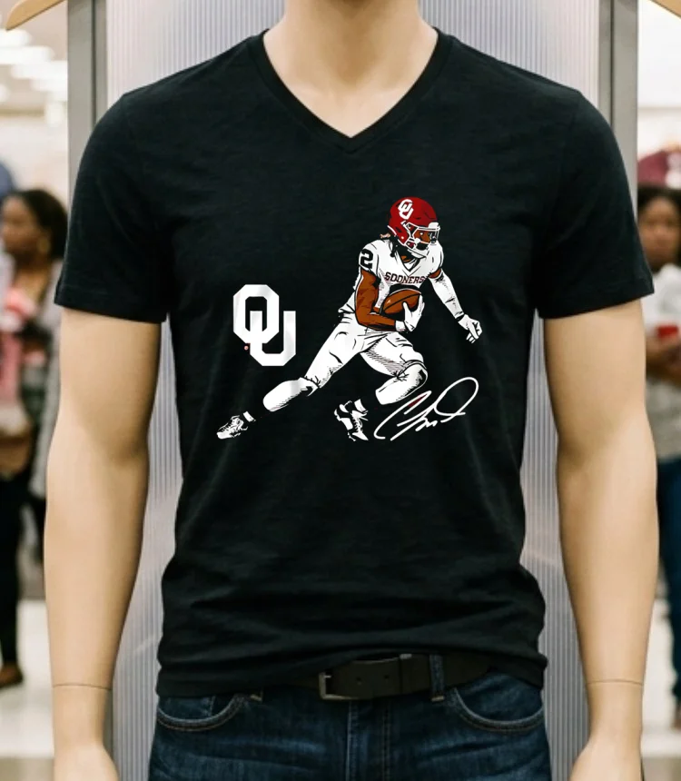 Oklahoma Football Ceedee Lamb Superstar Pose Signature Style Shirt Balck Shirt 1