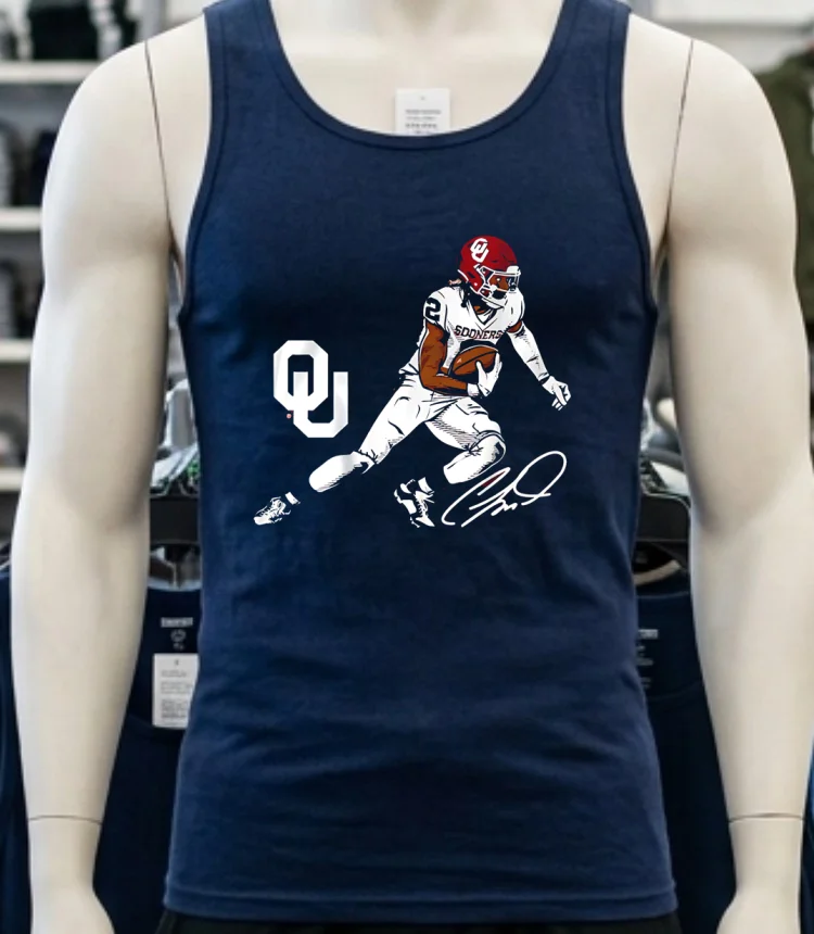 Oklahoma Football Ceedee Lamb Superstar Pose Signature Style Shirt Navy Shirt 1