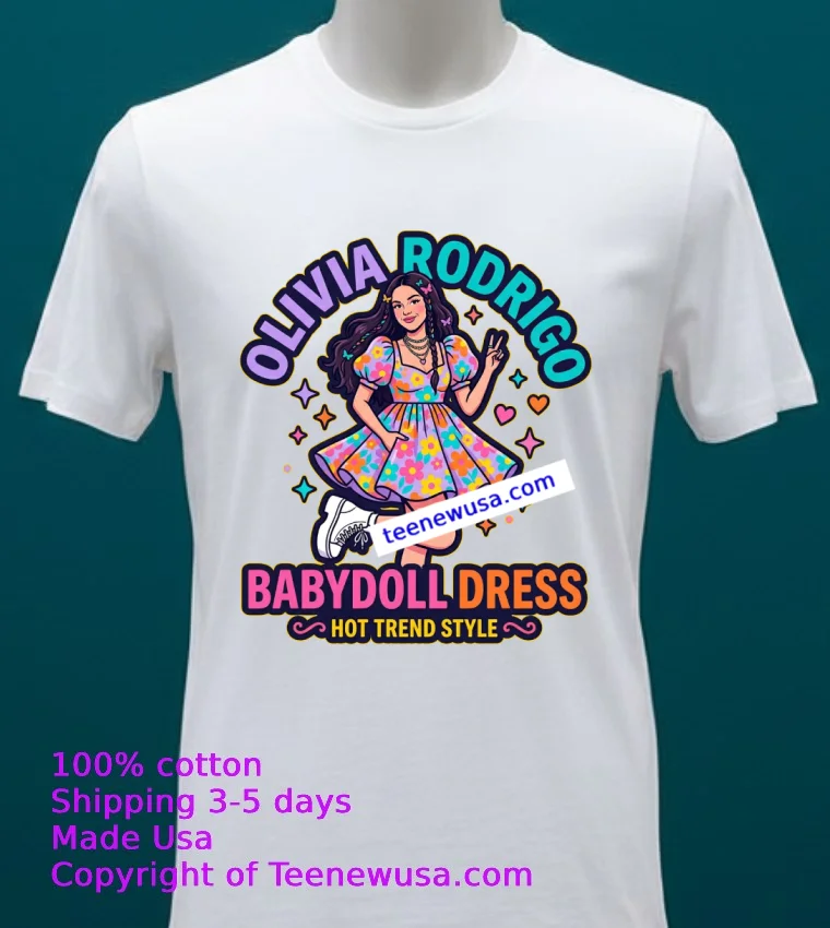 Olivia Rodrigo Babydoll Dress T Shirt - white-t-shirt 20 Olivia Rodrigo Babydoll Dress T Shirt White T Shirt 20