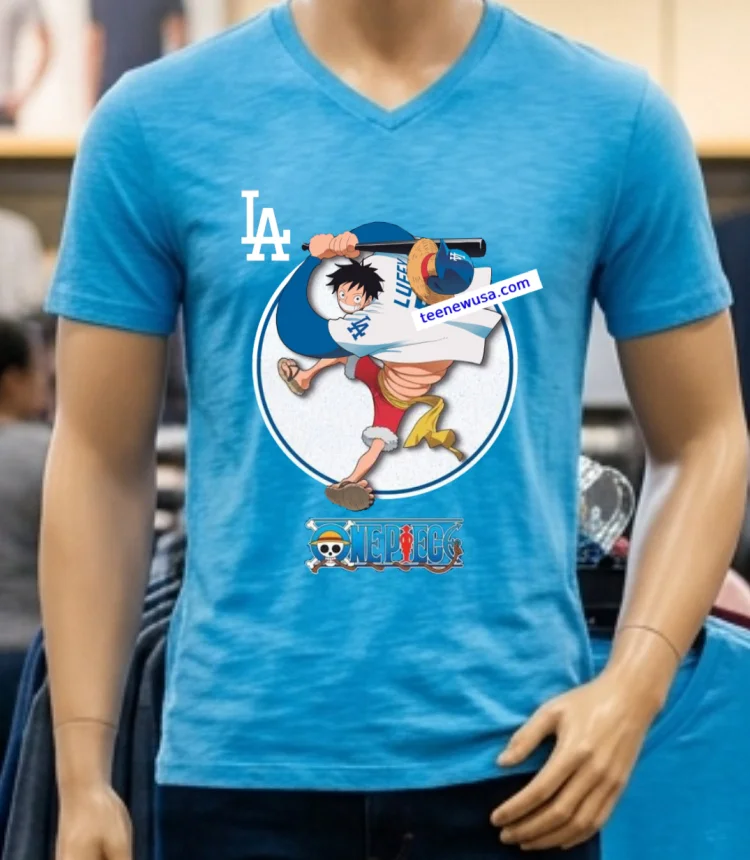 One Piece Anime Series By The Dodgers T Shirt - blue-shirt One Piece Anime Series By The Dodgers T Shirt Blue Shirt 1