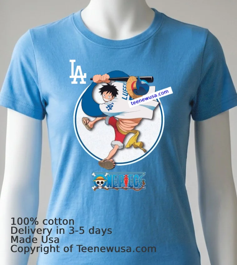 One Piece Anime Series By The Dodgers T Shirt - blue-shirt One Piece Anime Series By The Dodgers T Shirt Blue Shirt