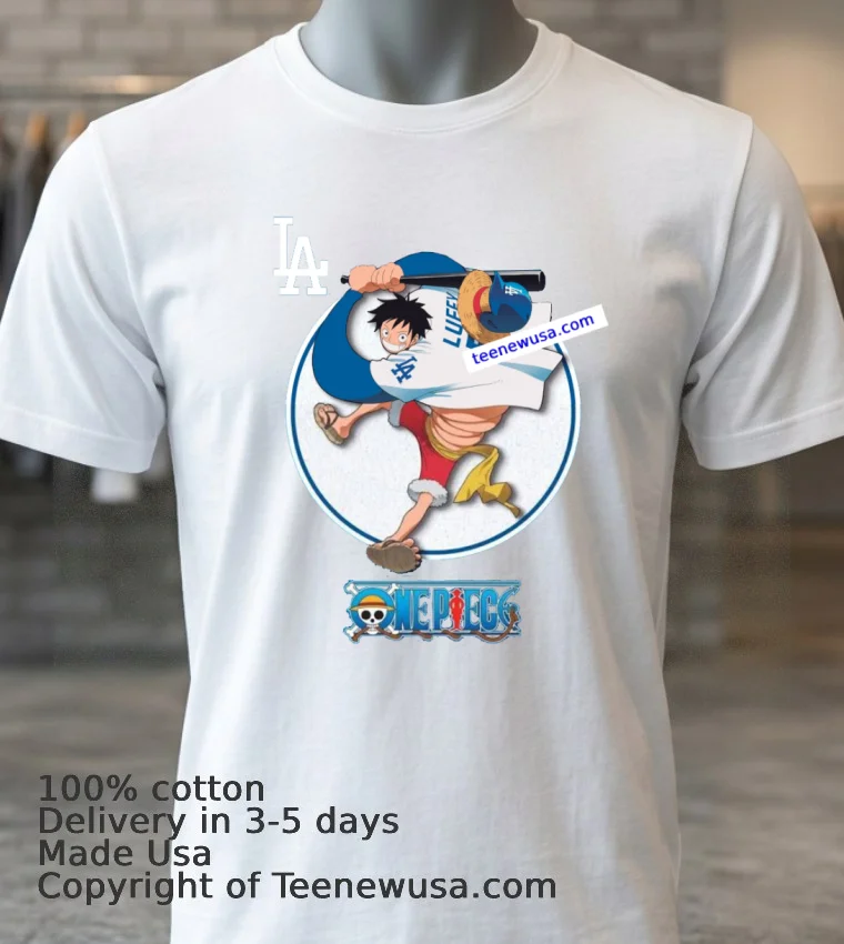 One Piece Anime Series By The Dodgers T Shirt White T Shirt 3