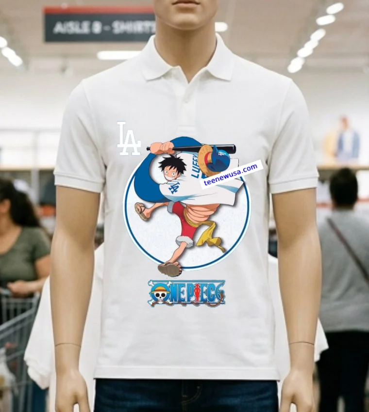 One Piece Anime Series By The Dodgers T Shirt - white-t-shirt One Piece Anime Series By The Dodgers T Shirt White T Shirt