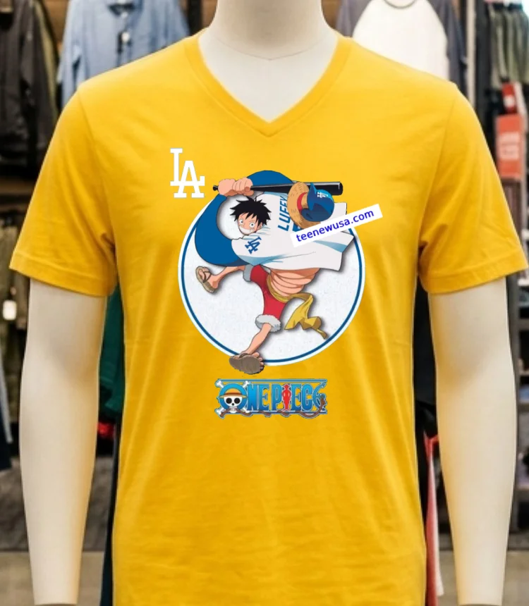 One Piece Anime Series By The Dodgers T Shirt Yellow T Shirt 1