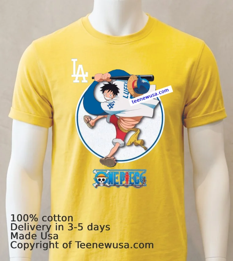 One Piece Anime Series By The Dodgers T Shirt - yellow-t-shirt One Piece Anime Series By The Dodgers T Shirt Yellow T Shirt