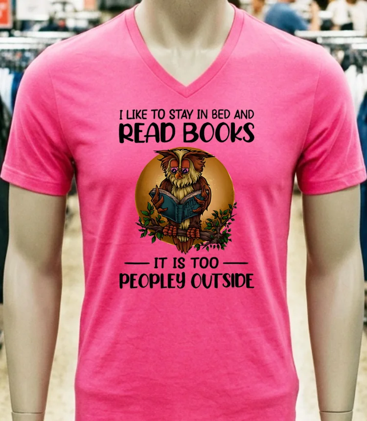 Owl I Like To Stay In Bed And Read Books Shirt - pink-t-shirt Owl I Like To Stay In Bed And Read Books Shirt Pink T Shirt