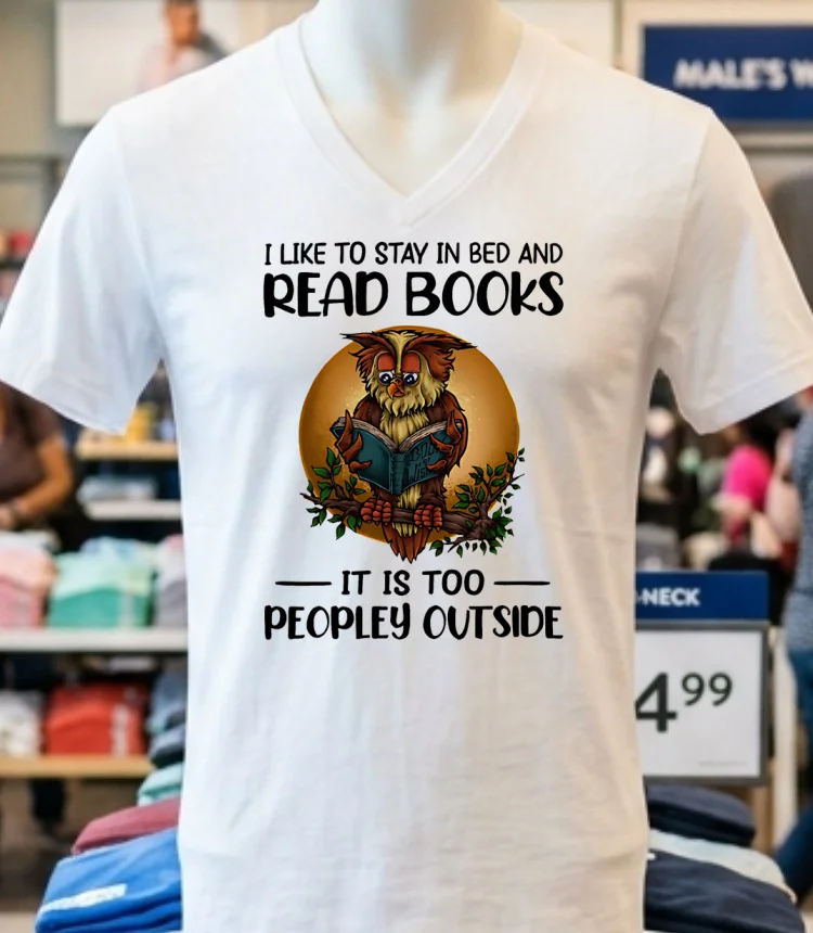 Owl I Like To Stay In Bed And Read Books Shirt - white-t-shirt Owl I Like To Stay In Bed And Read Books Shirt White T Shirt 1
