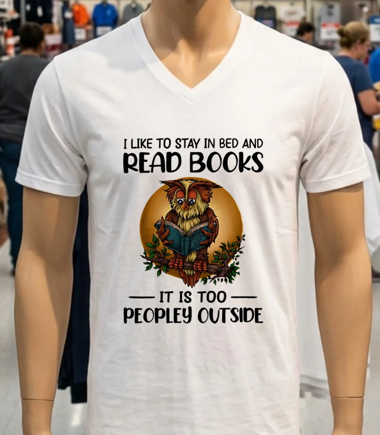 Owl I Like To Stay In Bed And Read Books Shirt - white-t-shirt Owl I Like To Stay In Bed And Read Books Shirt White T Shirt 2