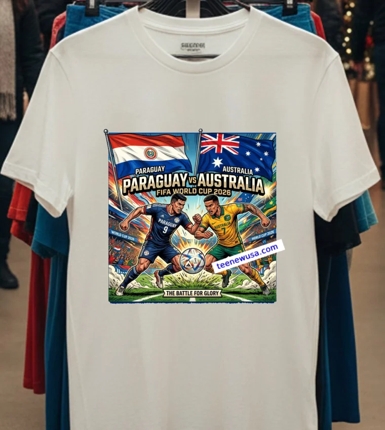Paraguay Vs Australia World Cup 2026 T Shirt - white-t-shirt Paraguay Vs Australia World Cup 2026 T Shirt White T Shirt